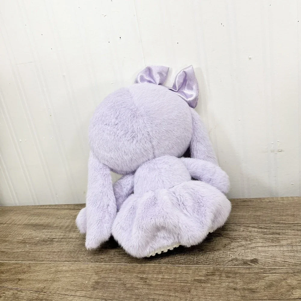 Gloveleya Purple Bunny Plush Girl Doll Satin Bow Pom Pom Trim 12 Inch Toy